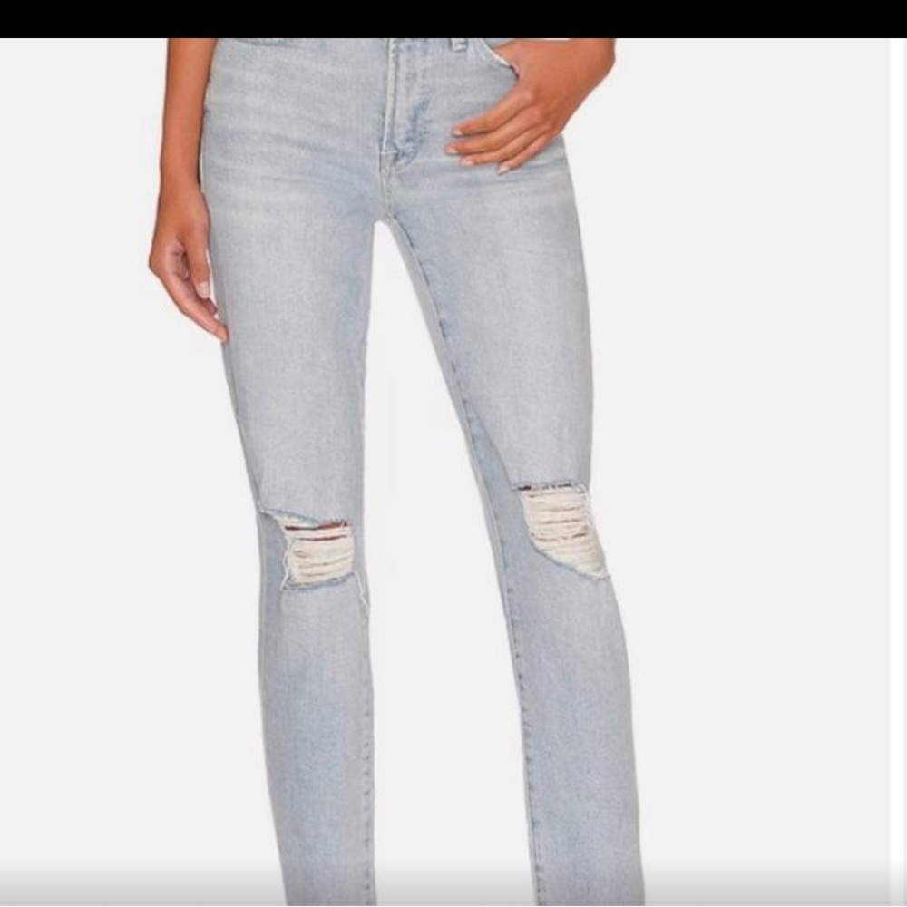 Good American Good Legs Crop Raw Hem Distressed Jeans